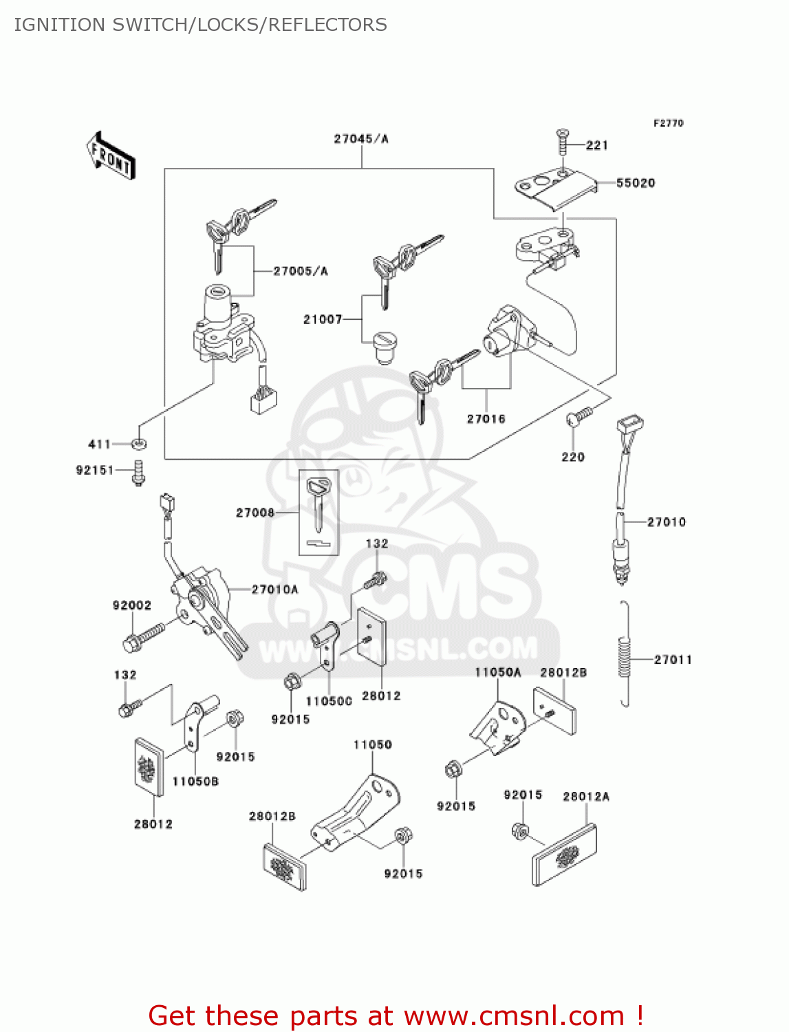 IGNITION SWITCH/LOCKS/REFLECTORS ZX900F1 NINJA ZX9R 2002 USA CALIFORNIA CANADA