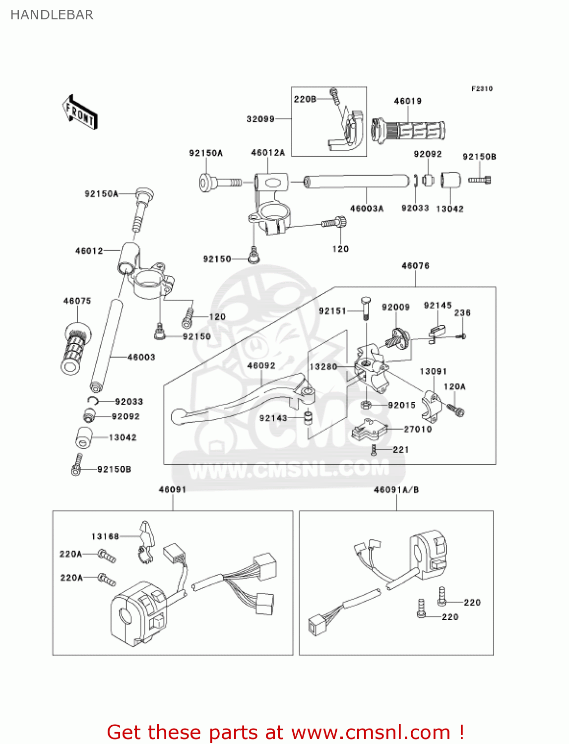 HANDLEBAR ZX900F1 NINJA ZX9R 2002 USA CALIFORNIA CANADA