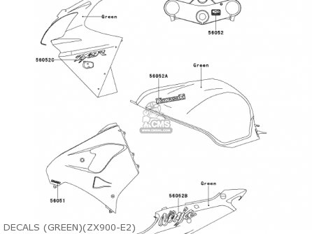DECALS (GREEN)(ZX900-E2) - ZX900F1 NINJA ZX9R 2002 USA CALIFORNIA CANADA