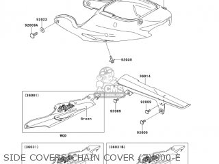 SIDE COVERS/CHAIN COVER (ZX900-E - ZX900F1 NINJA ZX9R 2002 USA CALIFORNIA CANADA