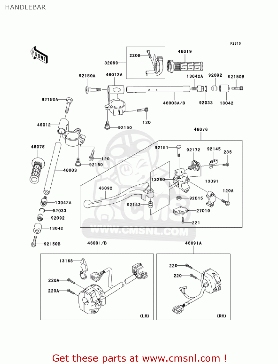 HANDLEBAR ZX900F2 NINJA ZX9R 2003 USA CALIFORNIA CANADA