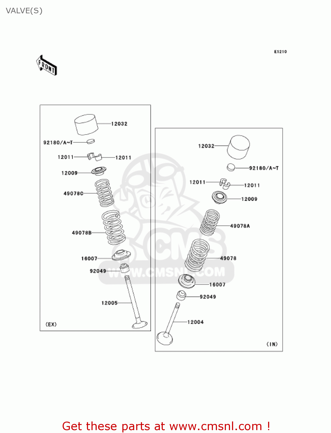 VALVE(S) ZX900F2 NINJA ZX9R 2003 USA CALIFORNIA CANADA