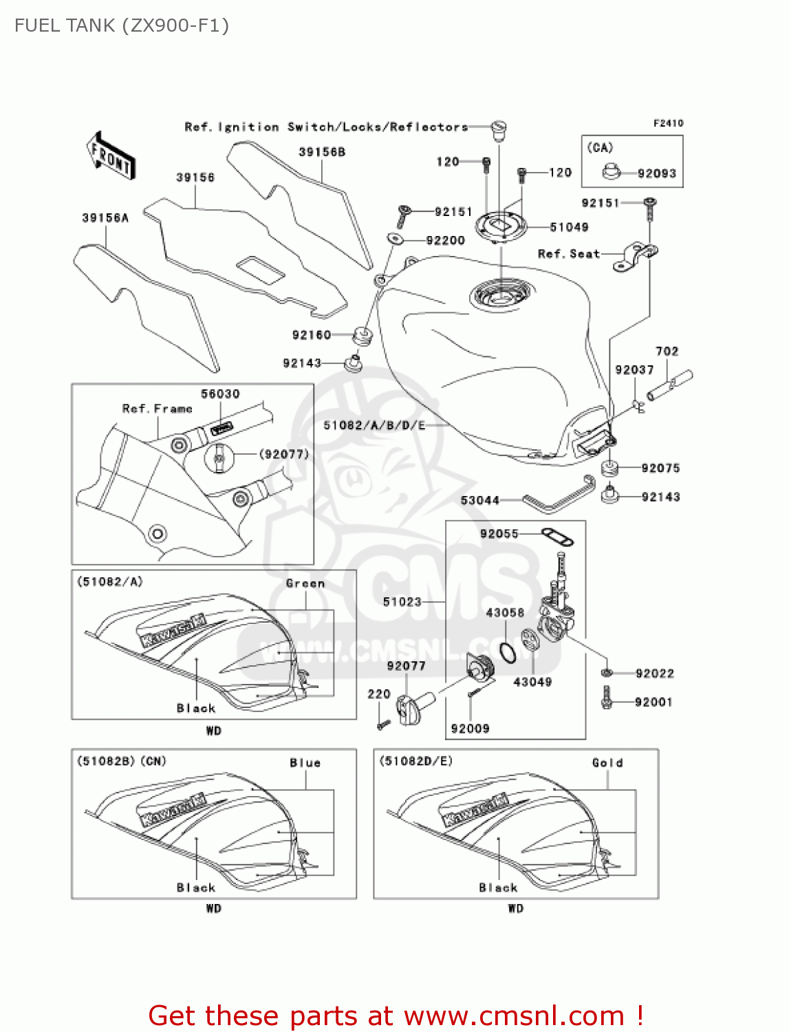 FUEL TANK (ZX900-F1) ZX900F2 NINJA ZX9R 2003 USA CALIFORNIA CANADA