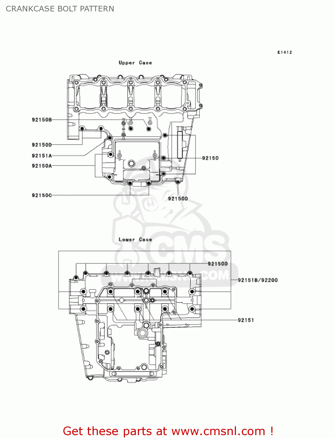 CRANKCASE BOLT PATTERN ZX900F2 NINJA ZX9R 2003 USA CALIFORNIA CANADA