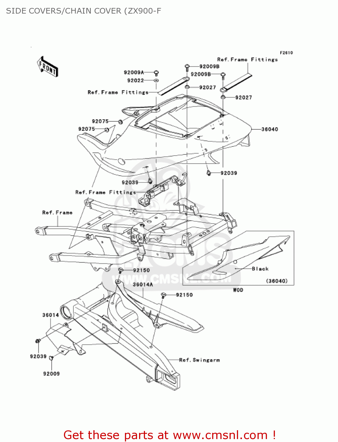 SIDE COVERS/CHAIN COVER (ZX900-F ZX900F2 NINJA ZX9R 2003 USA CALIFORNIA CANADA