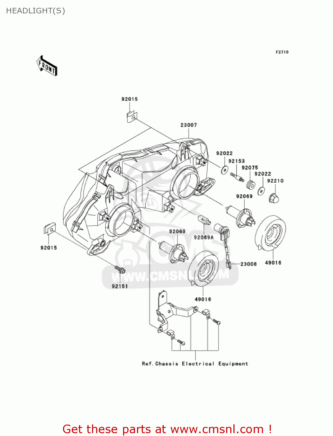 HEADLIGHT(S) ZX900F2 NINJA ZX9R 2003 USA CALIFORNIA CANADA