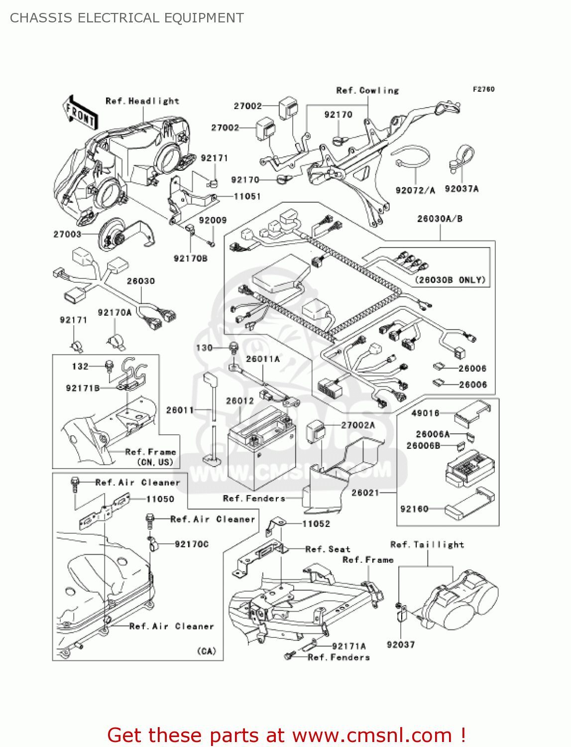 CHASSIS ELECTRICAL EQUIPMENT ZX900F2 NINJA ZX9R 2003 USA CALIFORNIA CANADA