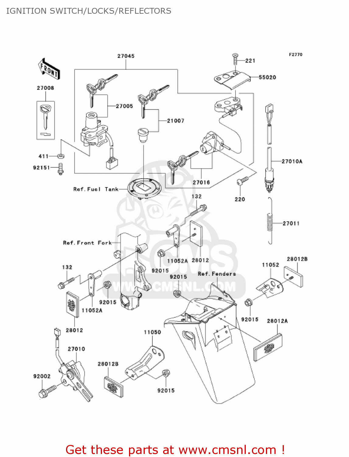 IGNITION SWITCH/LOCKS/REFLECTORS ZX900F2 NINJA ZX9R 2003 USA CALIFORNIA CANADA