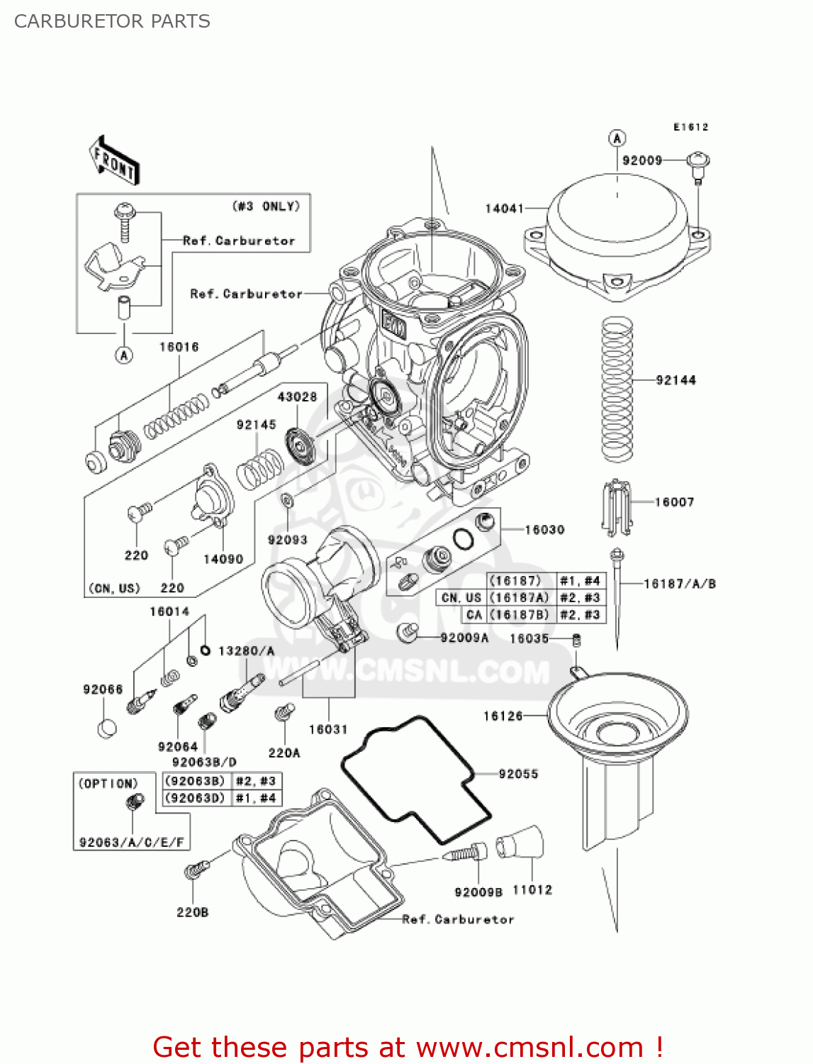 CARBURETOR PARTS ZX900F2 NINJA ZX9R 2003 USA CALIFORNIA CANADA