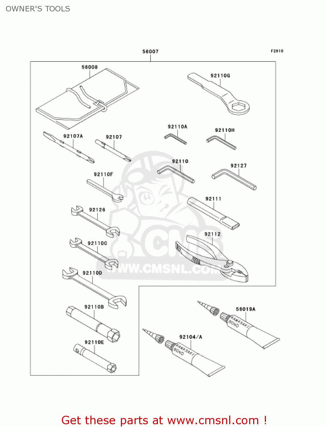 OWNER'S TOOLS ZX900F2 NINJA ZX9R 2003 USA CALIFORNIA CANADA