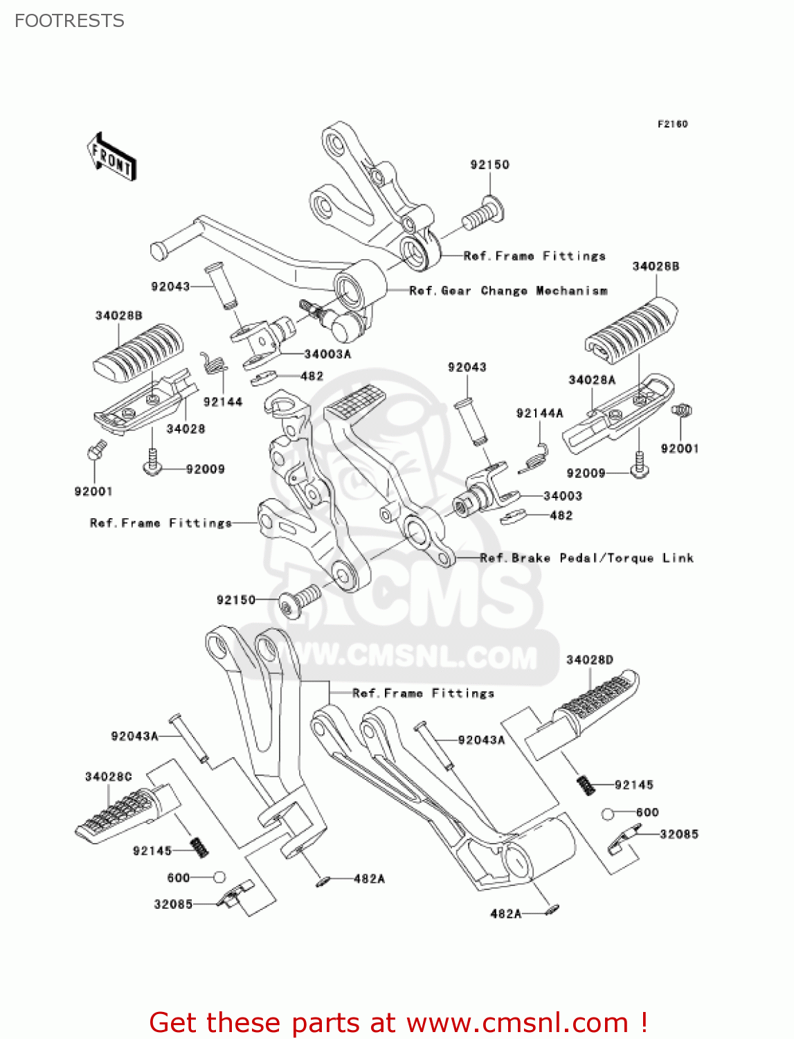FOOTRESTS ZX900F2 NINJA ZX9R 2003 USA CALIFORNIA CANADA