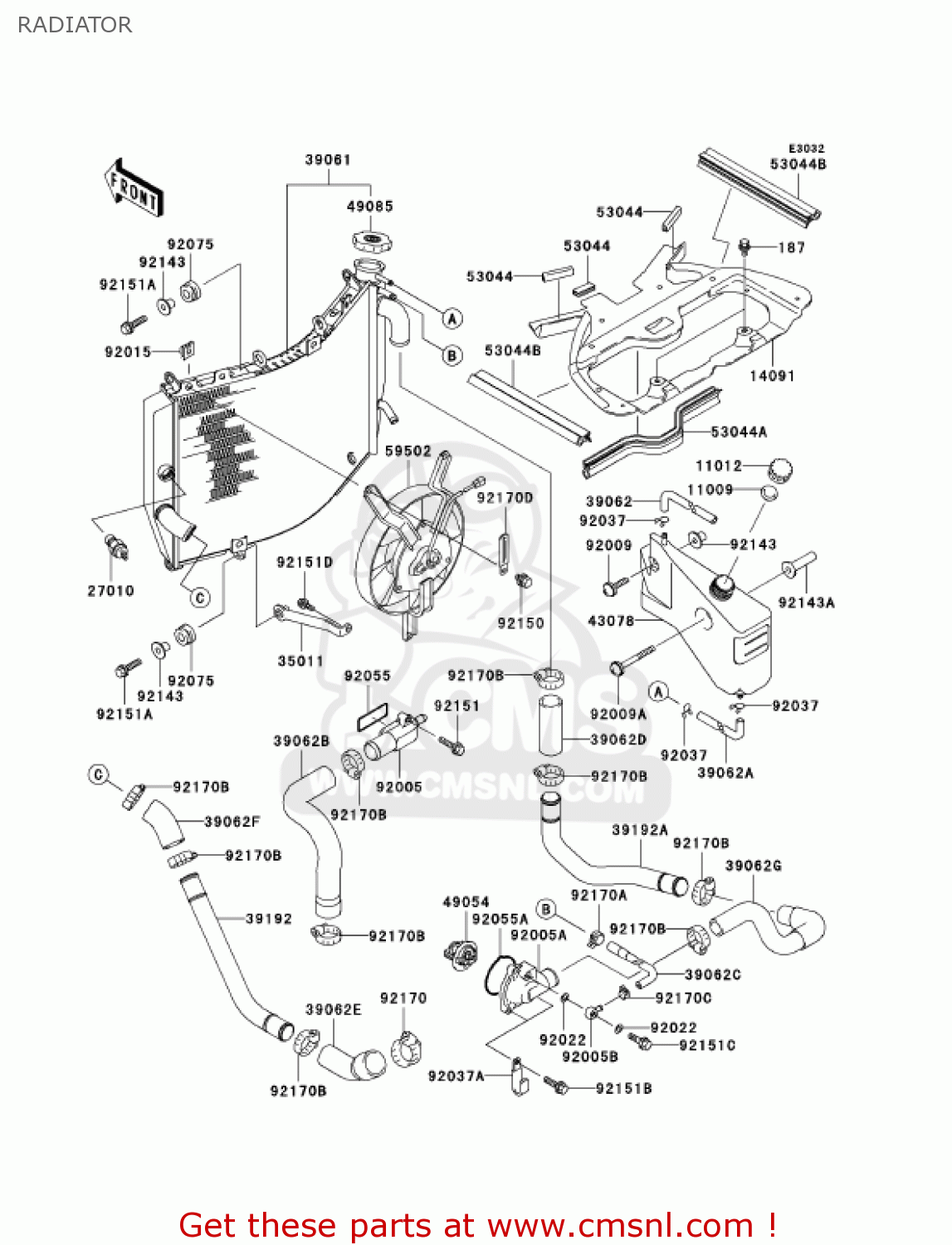 RADIATOR ZX900F2 NINJA ZX9R 2003 USA CALIFORNIA CANADA