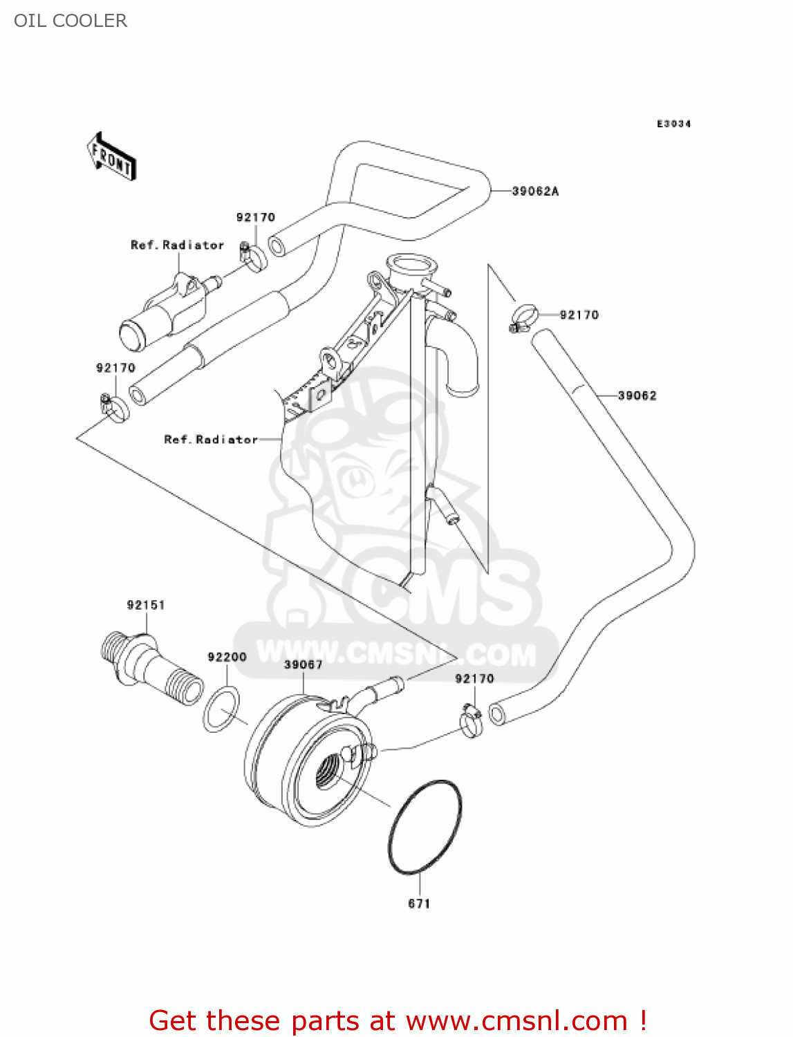 OIL COOLER ZX900F2 NINJA ZX9R 2003 USA CALIFORNIA CANADA