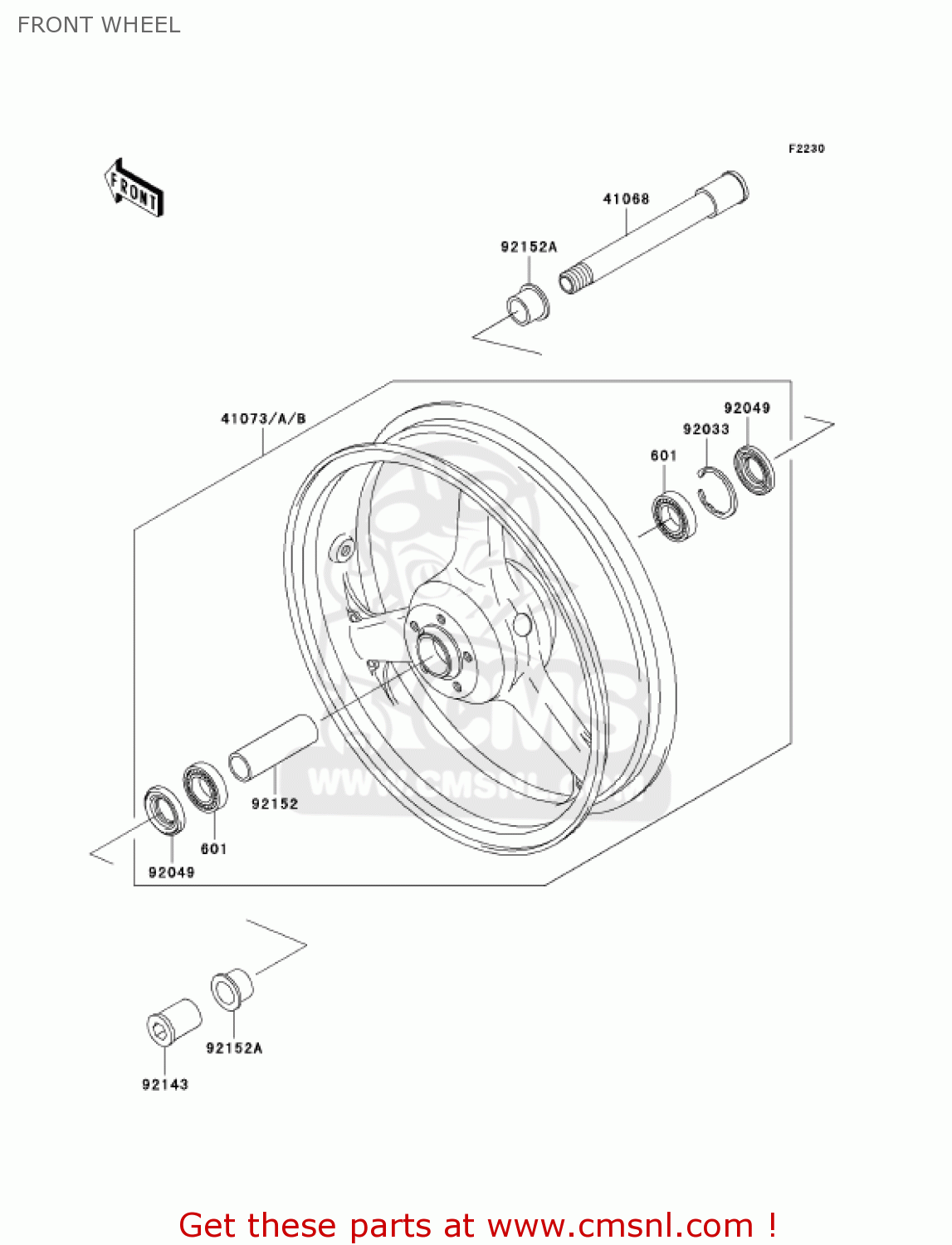 FRONT WHEEL ZX900F2 NINJA ZX9R 2003 USA CALIFORNIA CANADA