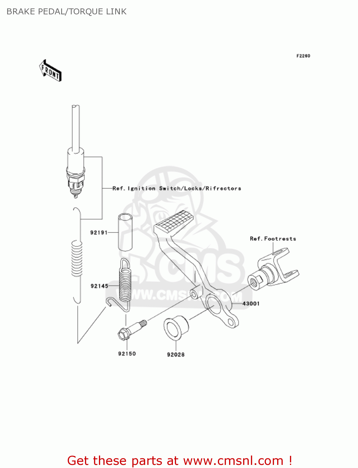BRAKE PEDAL/TORQUE LINK ZX900F2 NINJA ZX9R 2003 USA CALIFORNIA CANADA