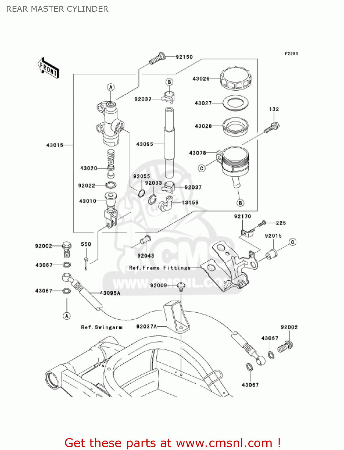 REAR MASTER CYLINDER ZX900F2 NINJA ZX9R 2003 USA CALIFORNIA CANADA