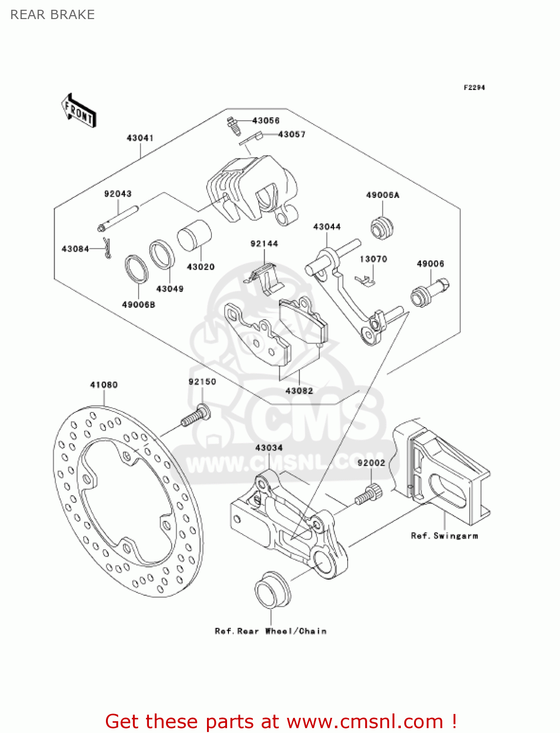 REAR BRAKE ZX900F2 NINJA ZX9R 2003 USA CALIFORNIA CANADA