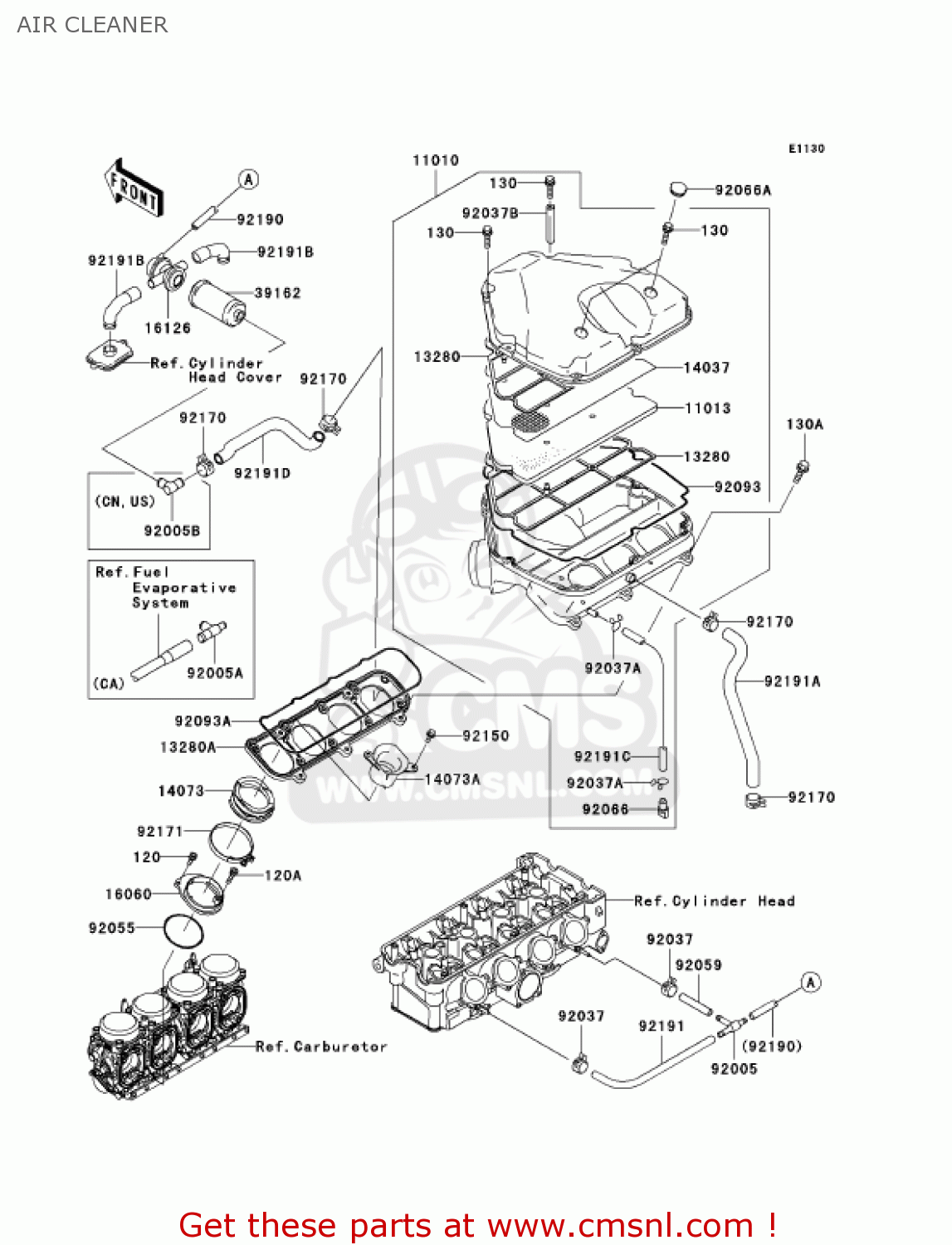 AIR CLEANER ZX900F2 NINJA ZX9R 2003 USA CALIFORNIA CANADA