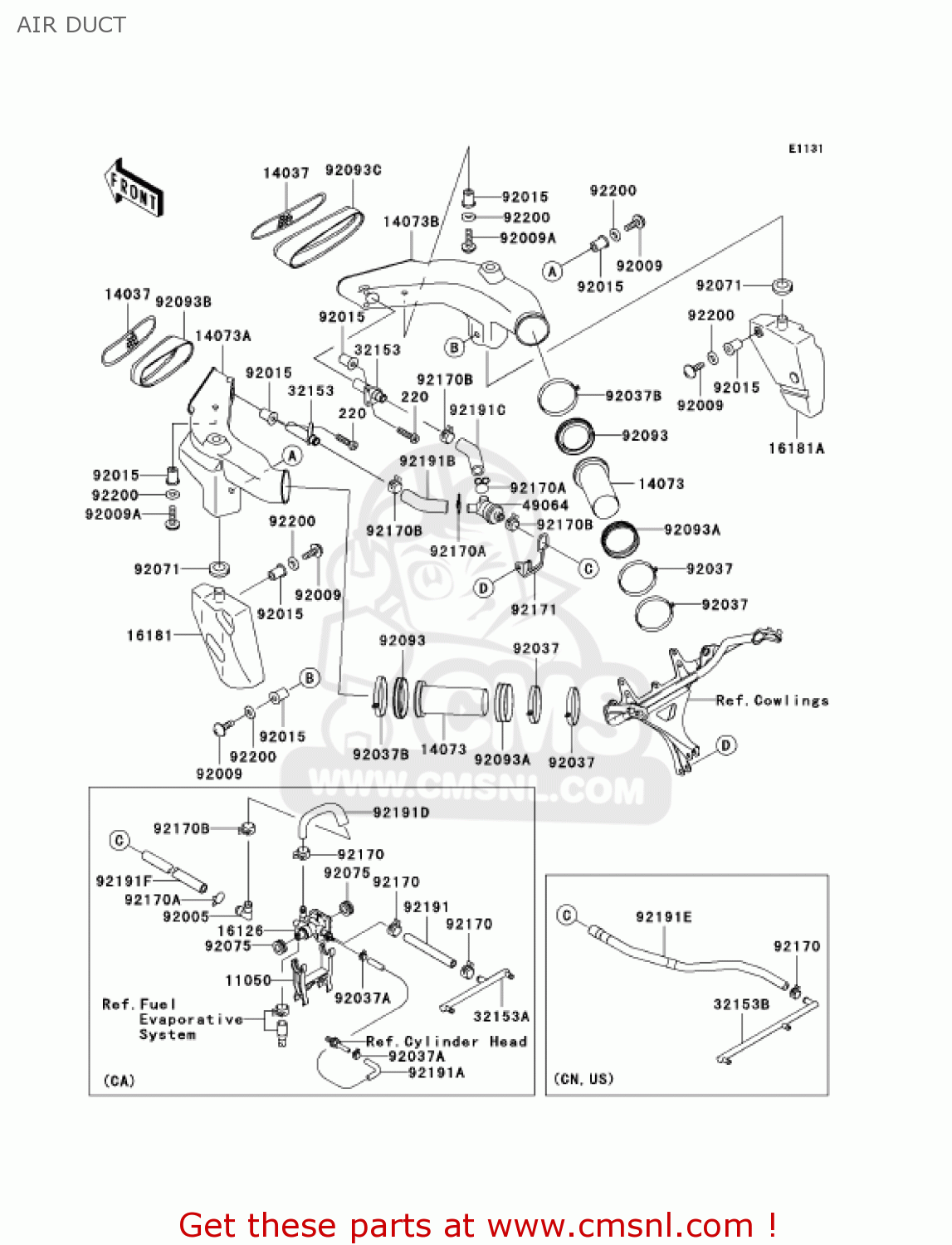 AIR DUCT ZX900F2 NINJA ZX9R 2003 USA CALIFORNIA CANADA
