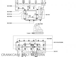 CRANKCASE BOLT PATTERN - ZX900F2 NINJA ZX9R 2003 USA CALIFORNIA CANADA