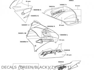 DECALS (GREEN/BLACK)(ZX900-F1) - ZX900F2 NINJA ZX9R 2003 USA CALIFORNIA CANADA
