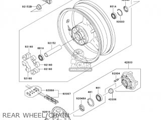 REAR WHEEL/CHAIN - ZX900F2 NINJA ZX9R 2003 USA CALIFORNIA CANADA