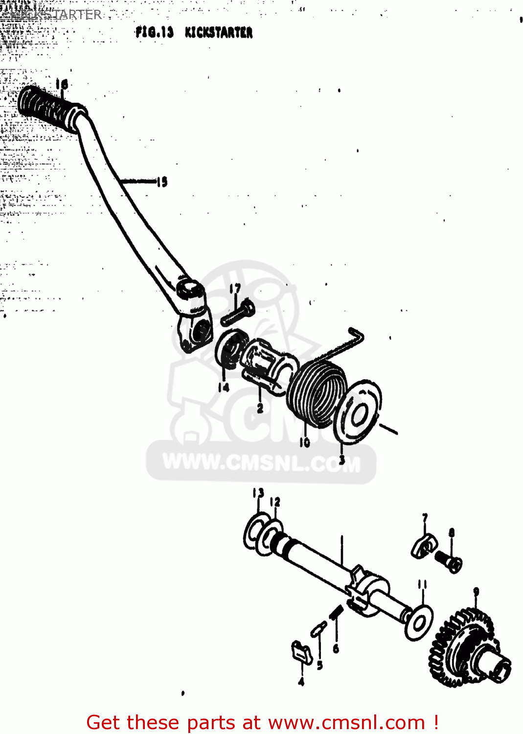 LEVER ASSEMBLY,KICK STARTER for TS185 1979 (N) USA (E03) - order at CMSNL