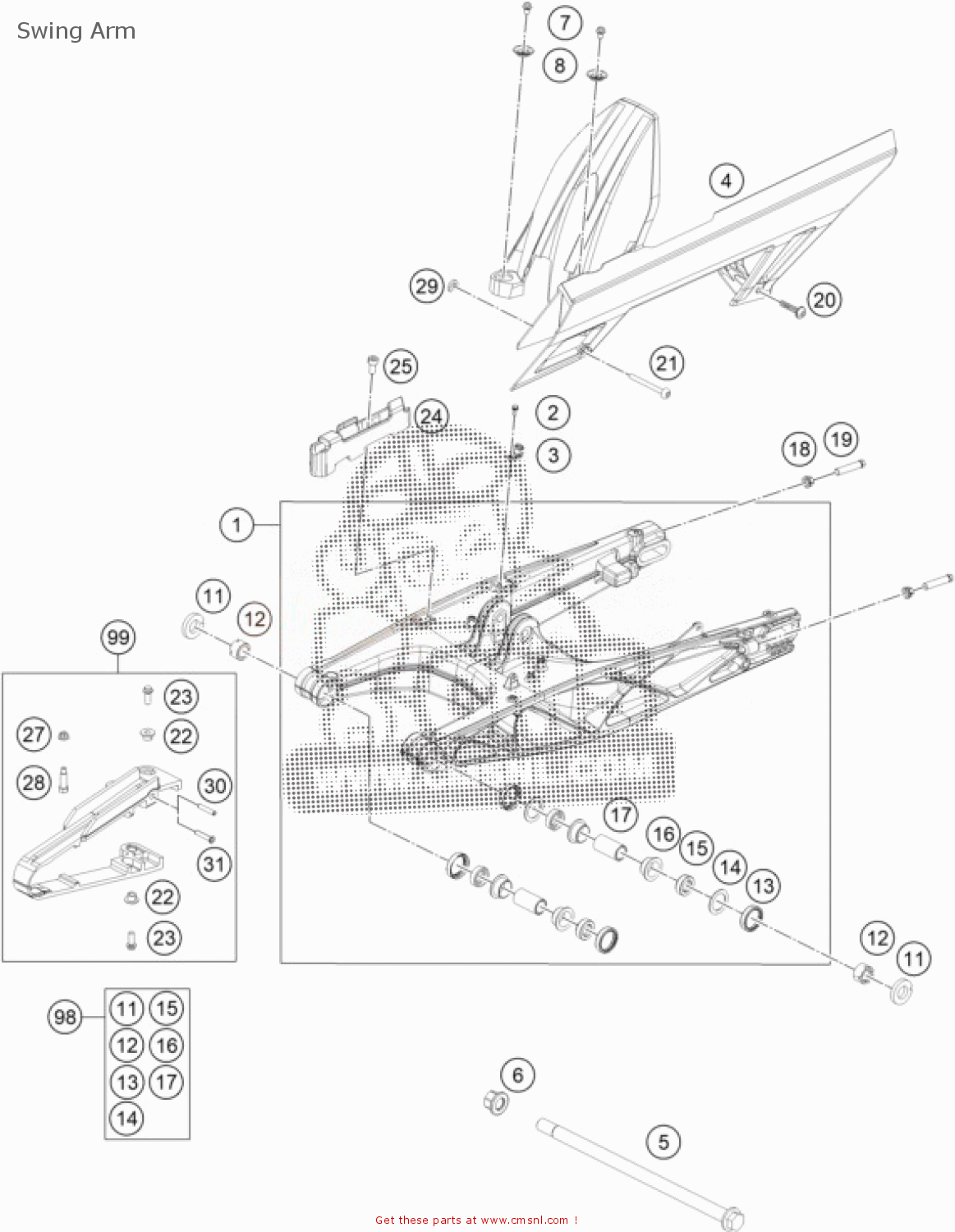 KTM 200 Duke, white, ABS-IKD AR 2020 Swing Arm - buy original Swing Arm ...