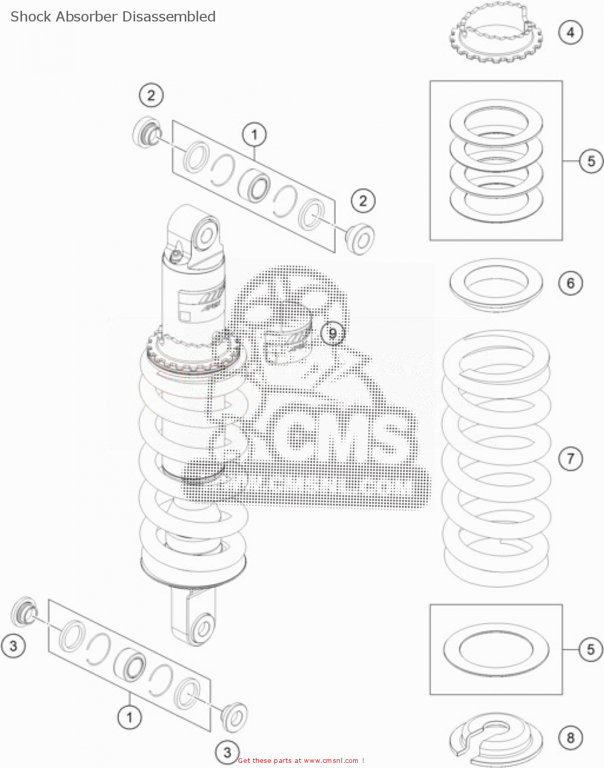 Ktm 790 Rear Shock Spring KTM 790 Adventure, white EU 2020 Shock Absorber Disassembled - buy ...