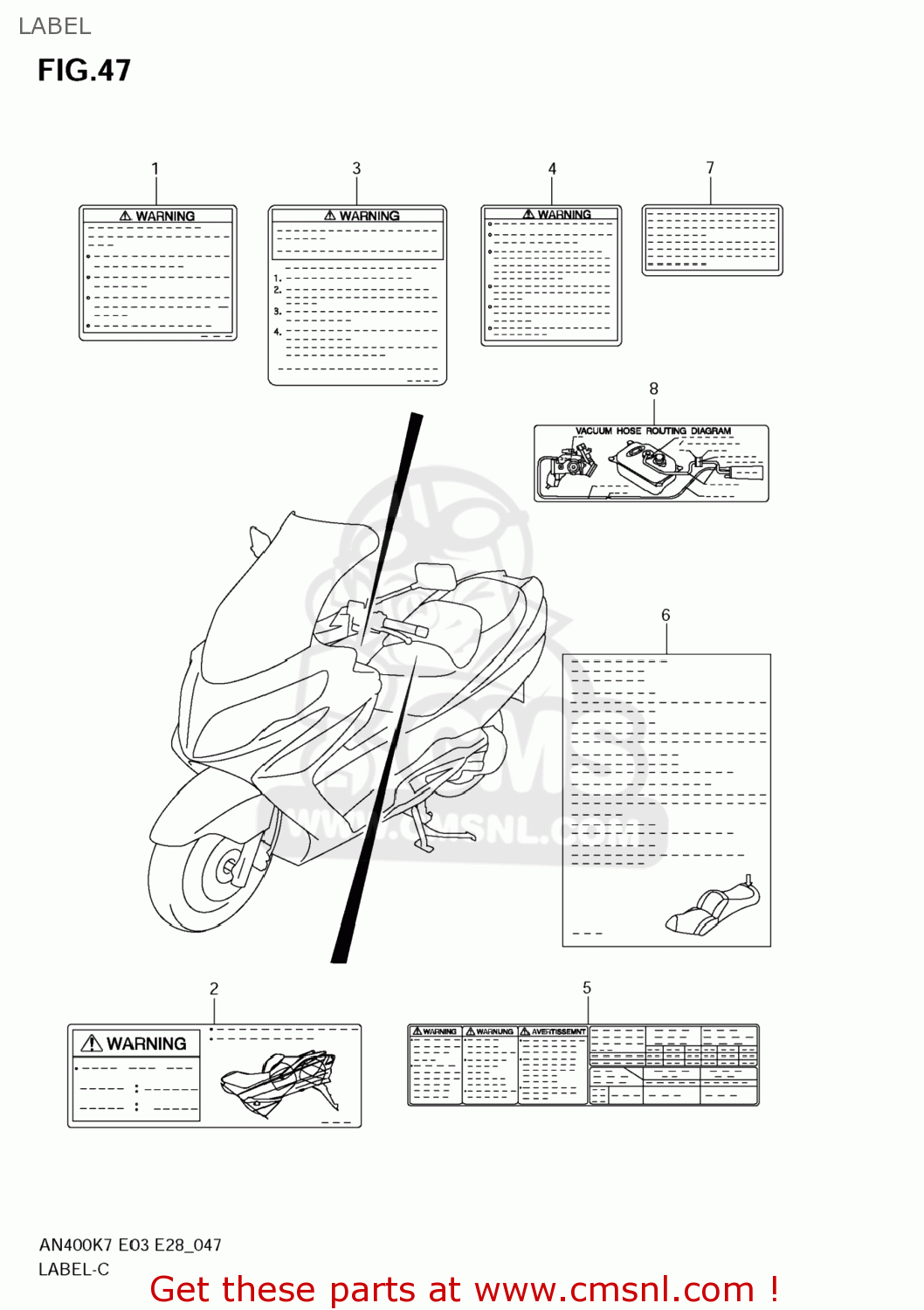 6838705H00 Label,vacuum Hose Routing Suzuki buy the 6838705H00 at CMSNL