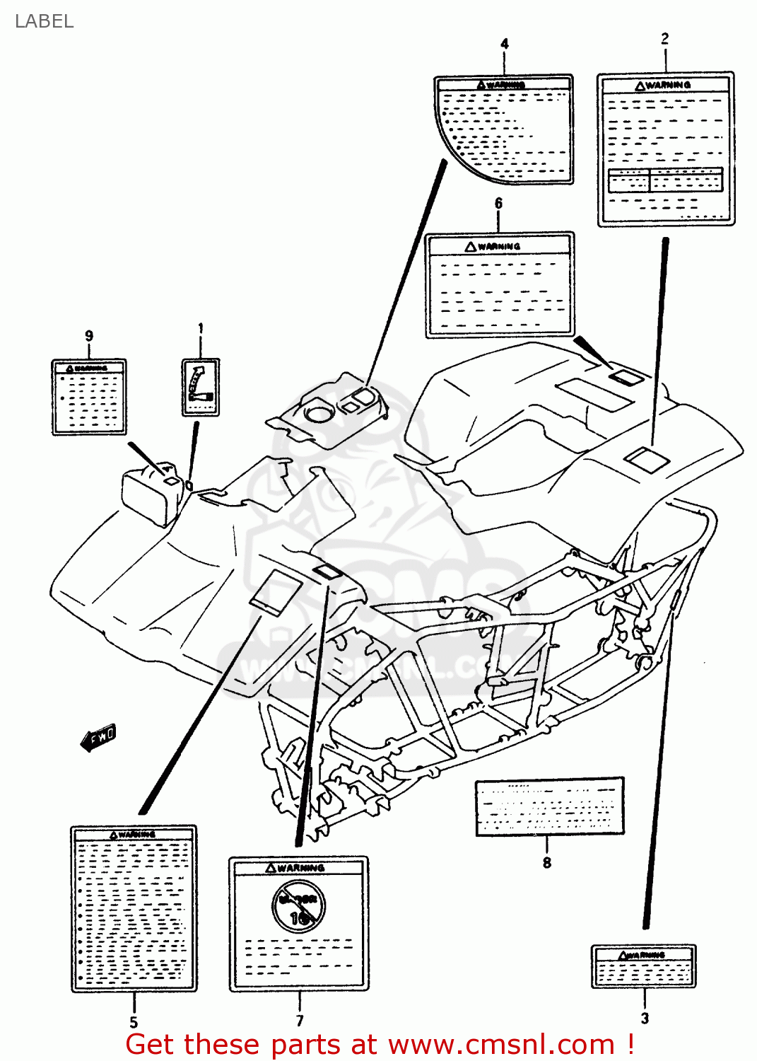 LABEL,TIRE AIR PRESSURE for LTF250 QUAD RUNNER 1989 (K) USA (E03