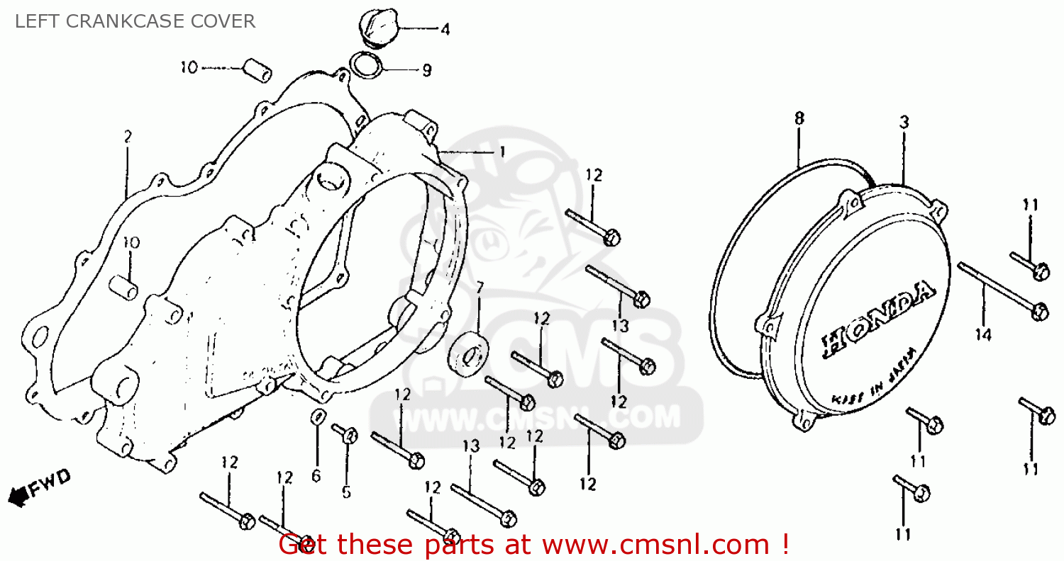 11340964000 Cover, L. Crankcase Honda buy the 11340964000 at CMSNL
