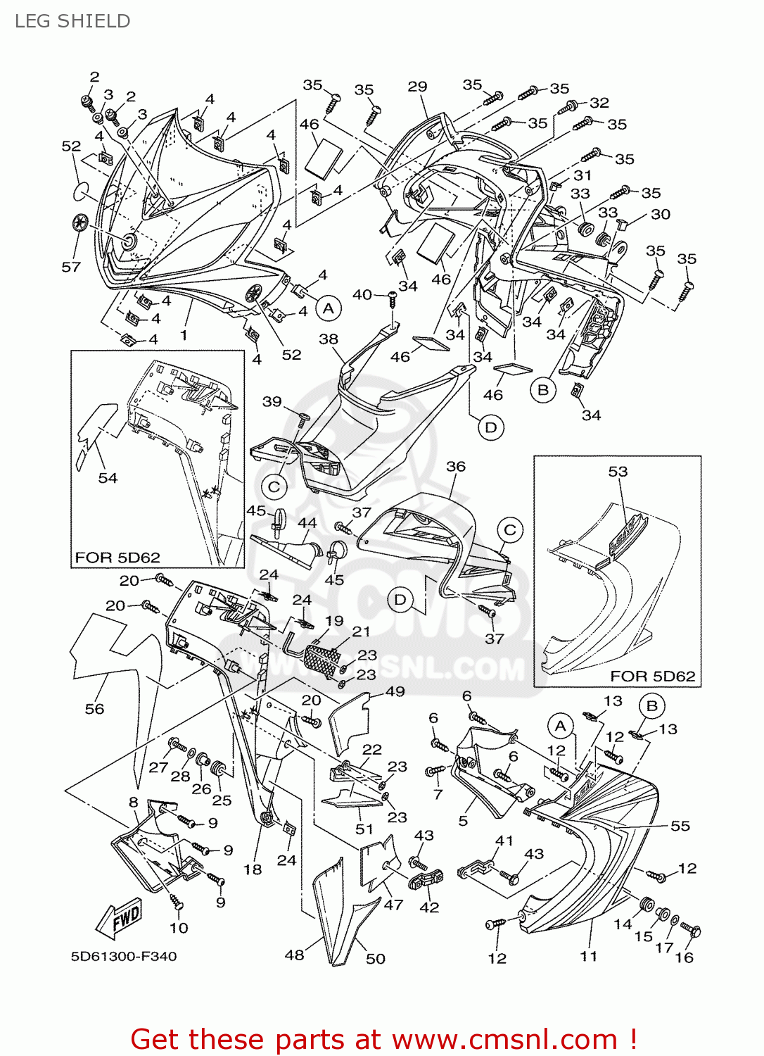 5YPF8311000X: Leg Shield 1 Yamaha - buy the 5YP-F8311-00-0X at CMSNL