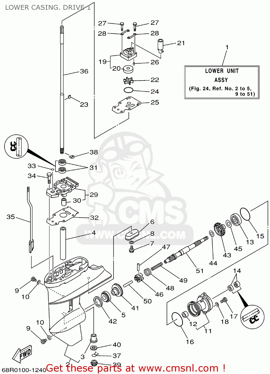 LOWER UNIT ASSY for F6/8MHZ 2001 - order at CMSNL