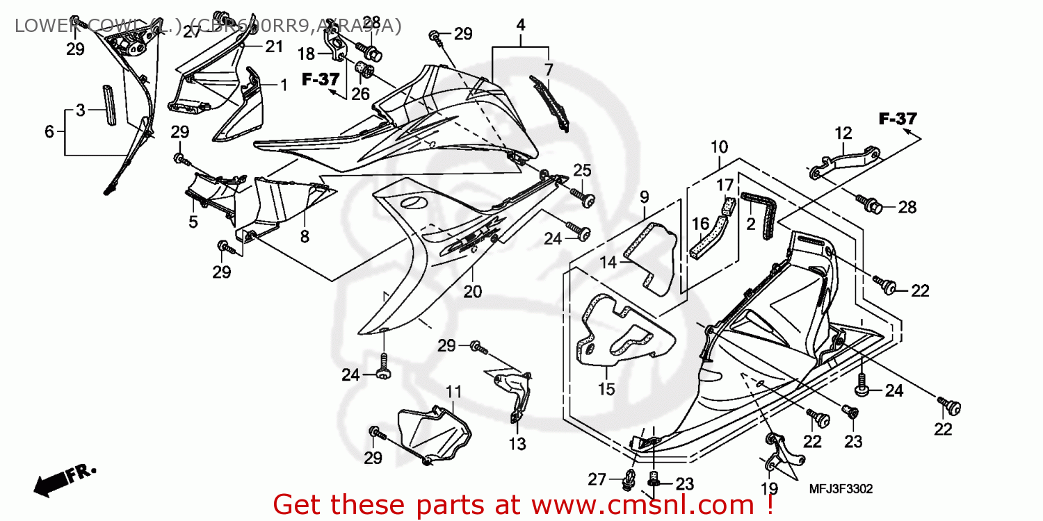 Honda 64450-mfj-a40zd Cowl L.nh303m Hood Honda 64450-MAE