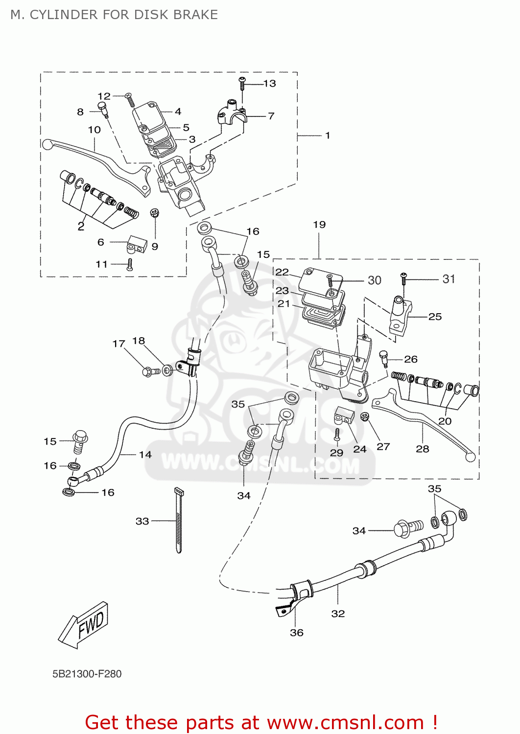 5B2F583T00 Master Cylinder Assy Yamaha buy the 5B2F583T00 at CMSNL