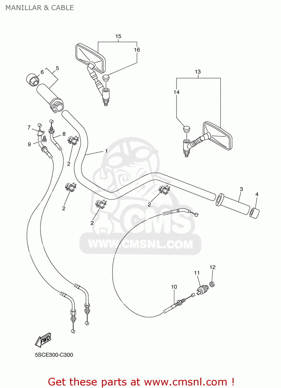 Yamaha REAR VIEW MIRROR ASSY (RIGHT) 5BN2629030 Yamaha REAR VIEW MIRROR ASSY (RIGHT) 5BN2629030
