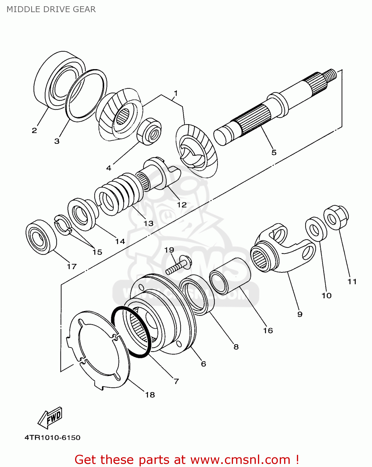 4VR1755300: Shaft, Middle Driven Yamaha - buy the 4VR-17553-00 at CMSNL