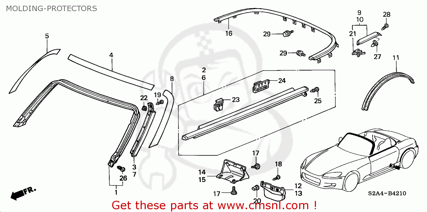 74866S2A033: Mldg Assy K-line Honda - buy the 74866-S2A-033 at CMSNL