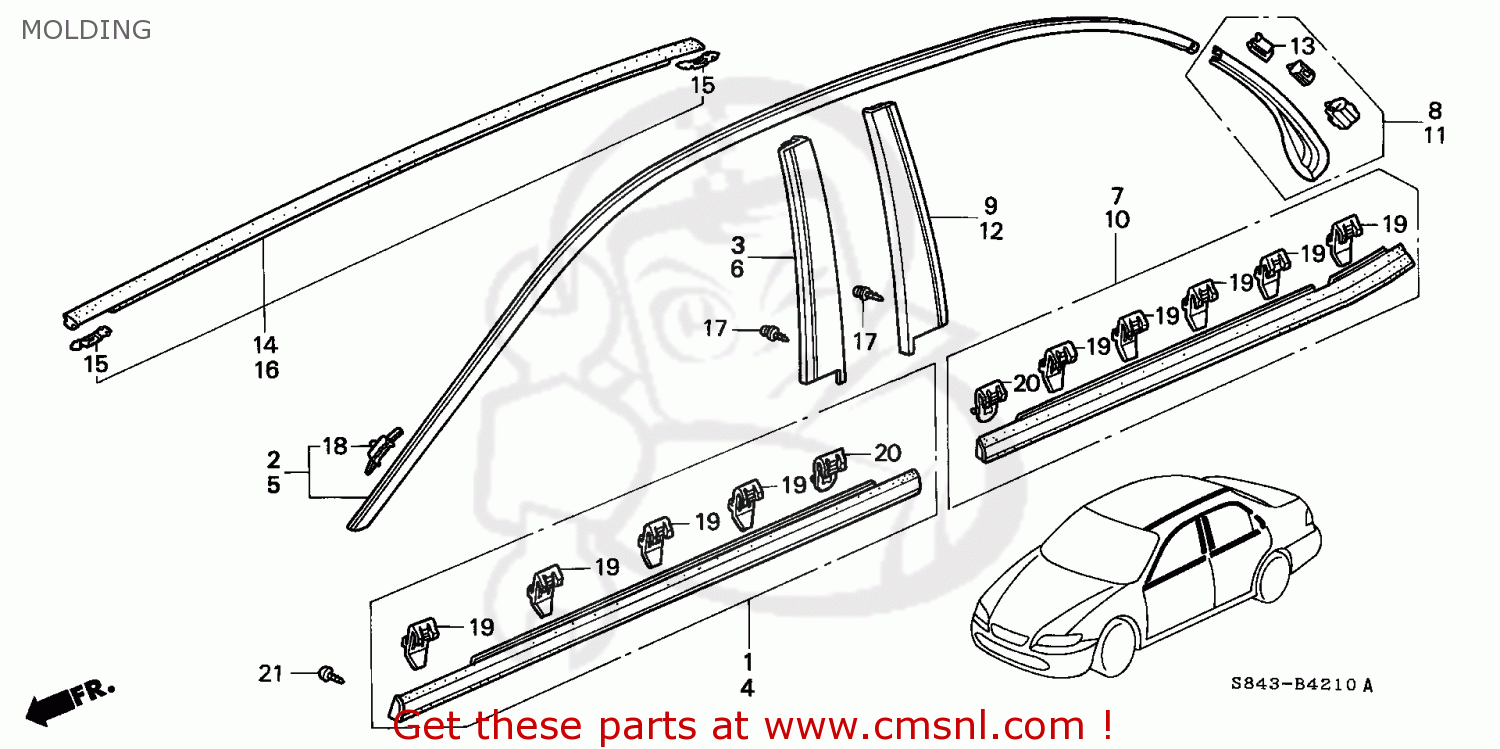 MLDG L,DRIP ROOF for ACCORD 2000 (Y) 4DR DX (KA) - order at CMSNL