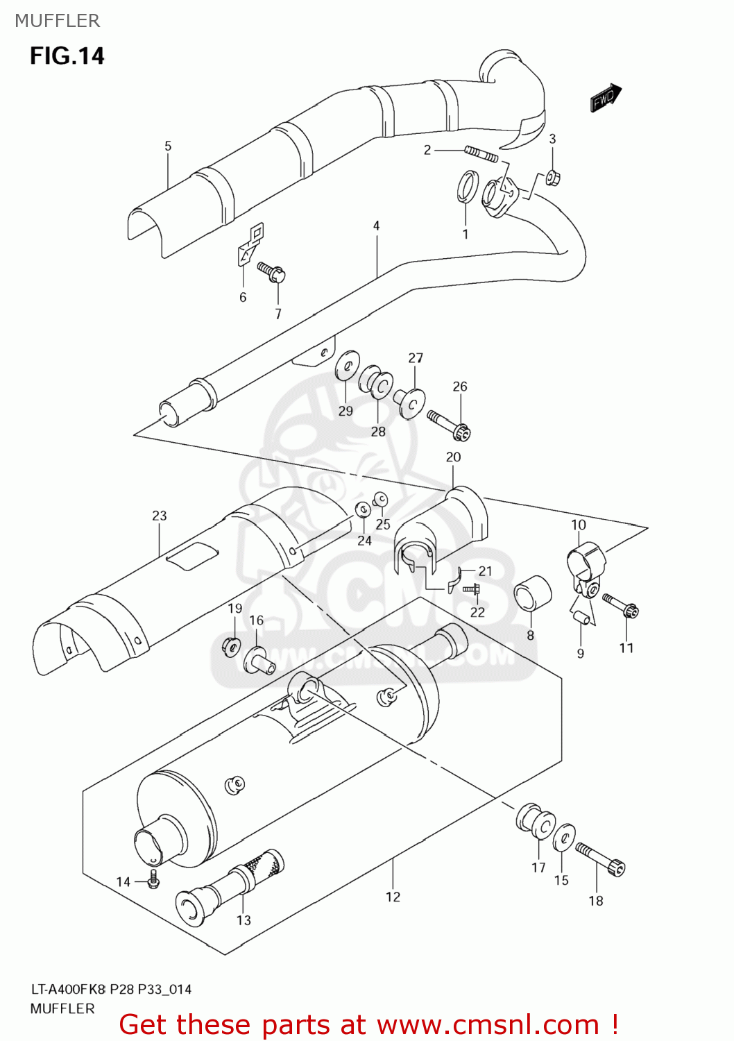 PIPE,EXHAUST for LT-A400F KINGQUAD ASi 4X4 2017 - order at CMSNL