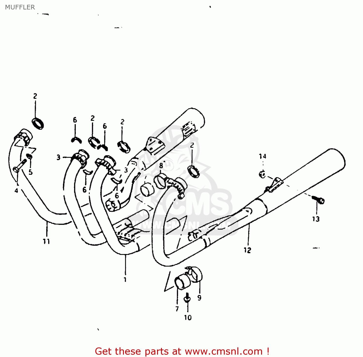 MUFFLER, RH for GS1000 1982 (Z) USA (E03) order at CMSNL