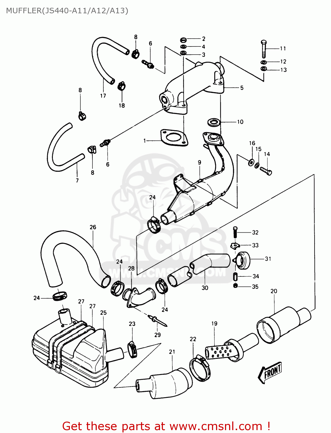 MUFFLER for JS440A15 JETSKI440 1991 USA CANADA order at CMSNL