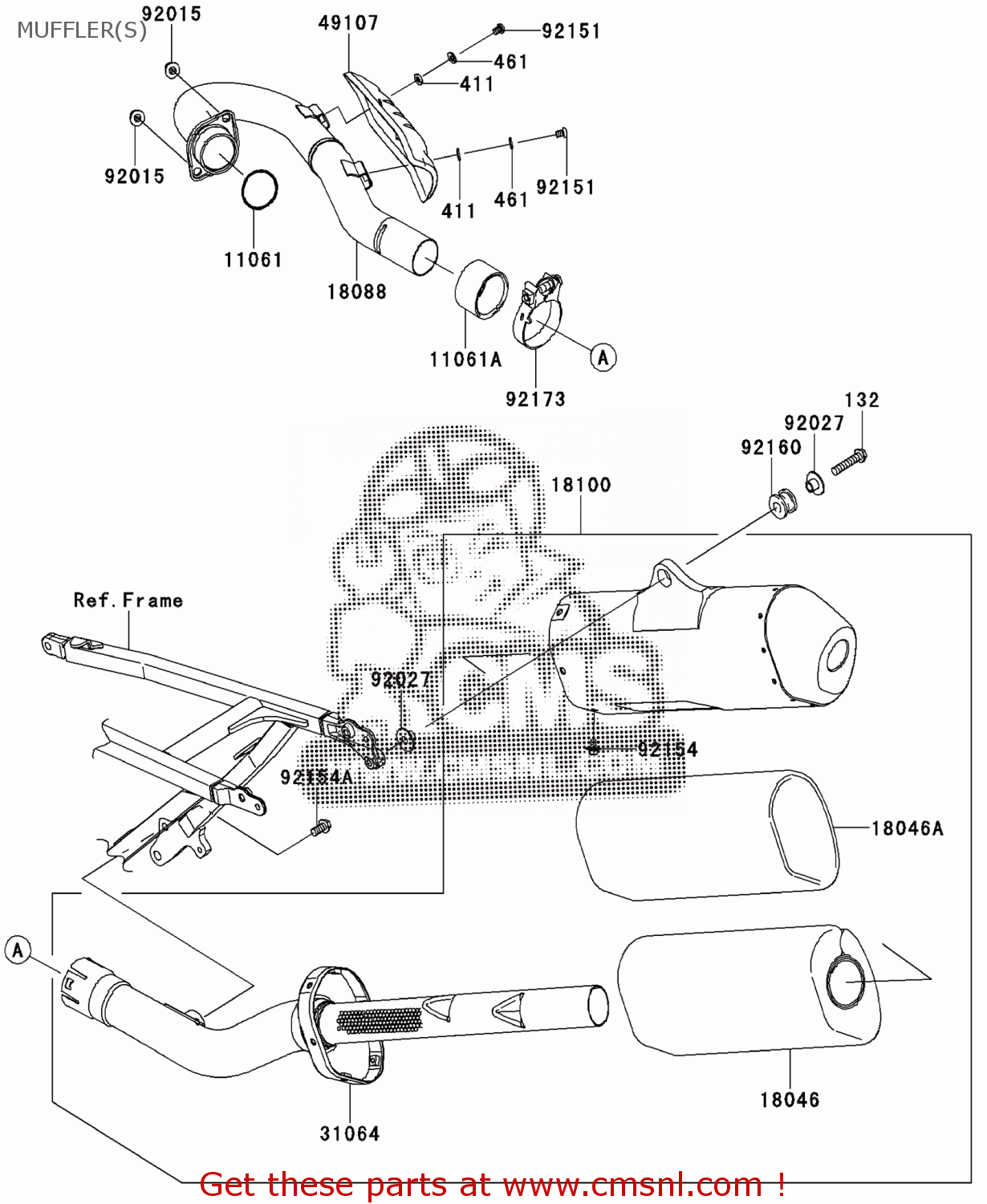 Kawasaki BODY-ASSY-MUFFLER 181000116 Kawasaki BODY-ASSY-MUFFLER 181000116