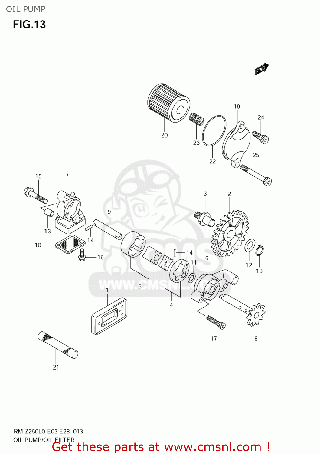 STRAINER,OIL PUMP NO.2 for RM-Z250 2012 (L2) USA (E03) RMZ250 RM