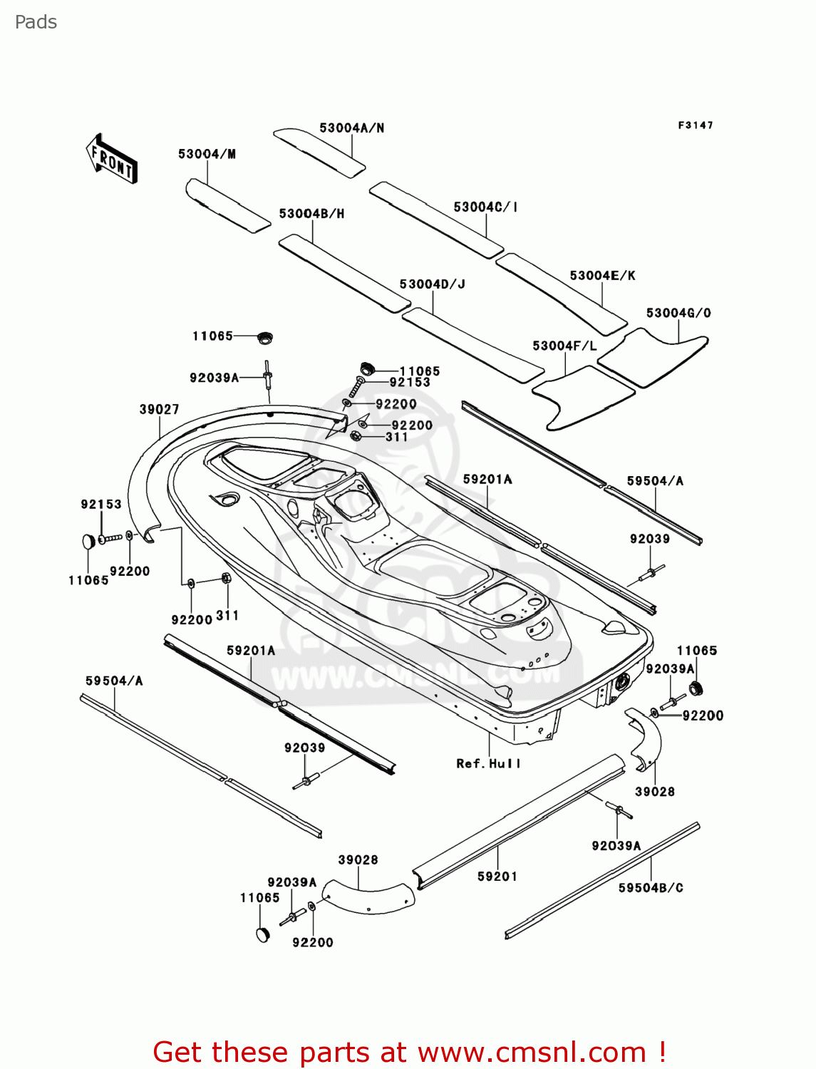 Kawasaki MAT,DECK,FR,LH 530040570 Kawasaki MAT,DECK,FR,LH 530040570