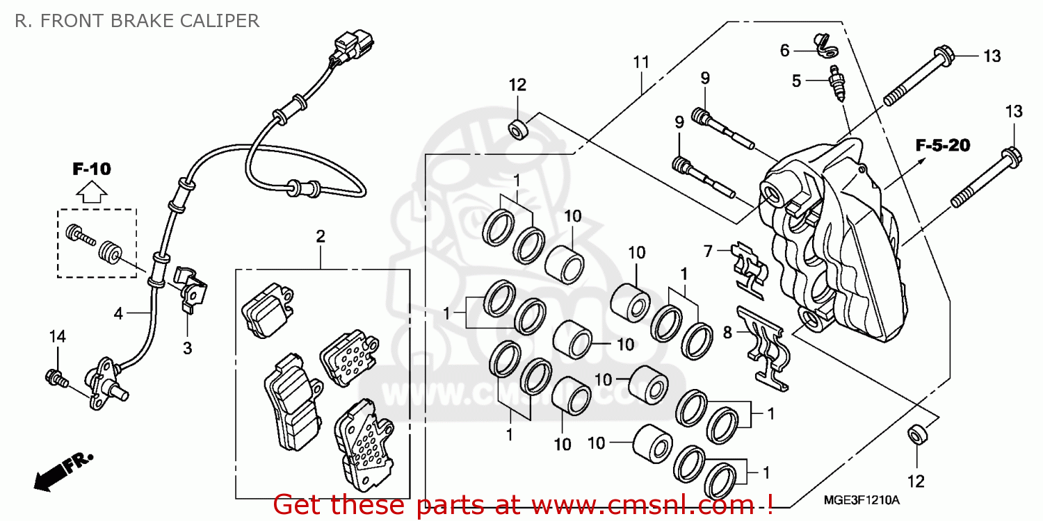 45250MGE006: Caliper Subassy,r Honda - buy the 45250-MGE-006 at CMSNL