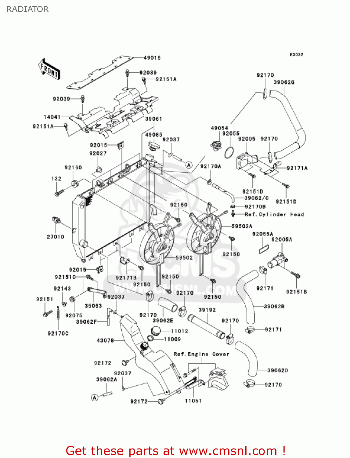 390611304: Radiator-assy Kawasaki - buy the 39061-1304 at CMSNL