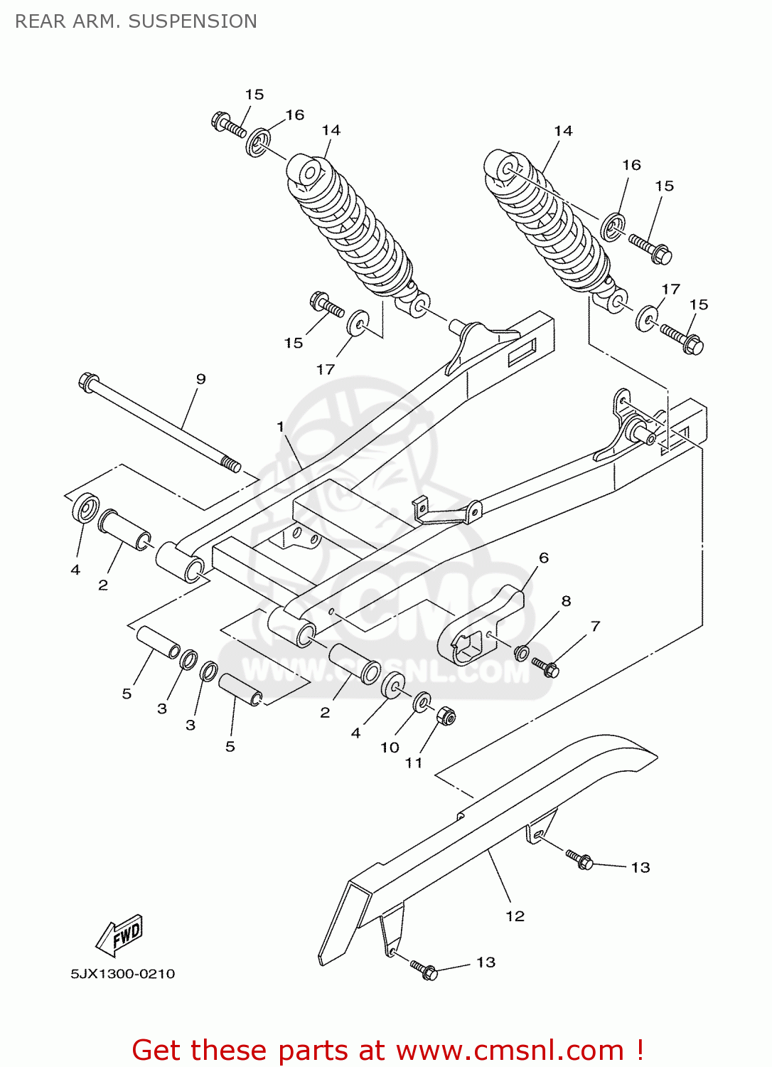 5JX2211000: Rear Arm Comp. Yamaha - buy the 5JX-22110-00 at CMSNL