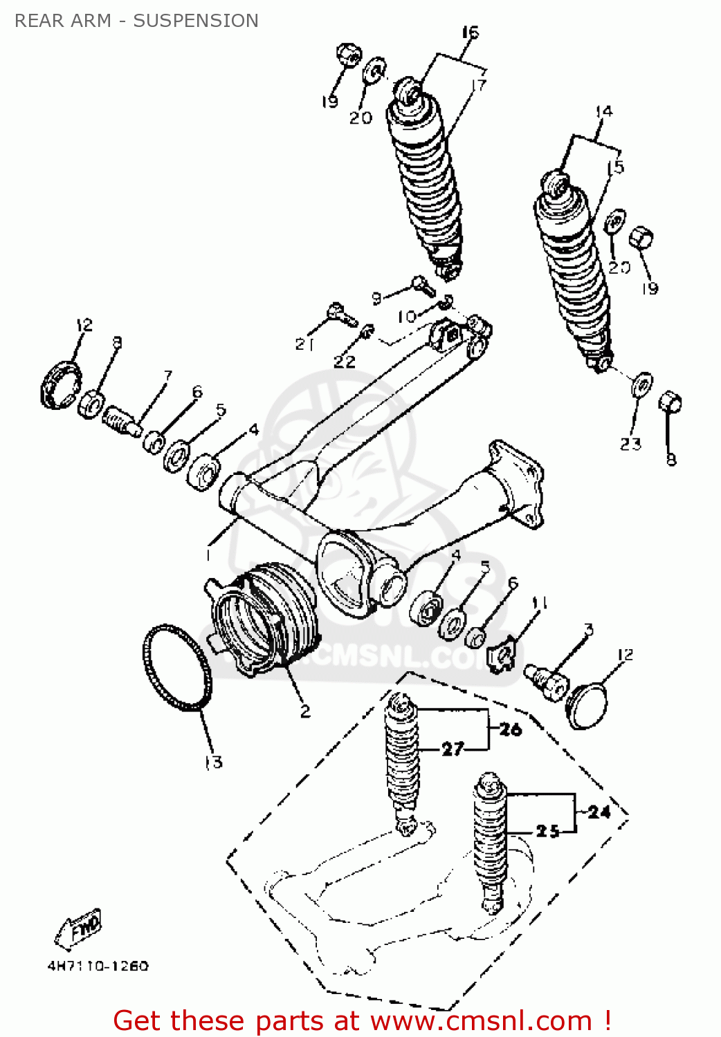 SHOCK ABSORBER ASSEMBLY, REAR UR HEAVY DUTY for XJ650 MAXIM 1980 (A ...